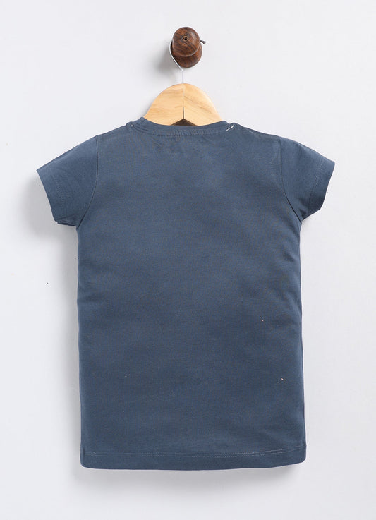 You know you're a diamond Printed Cotton T-Shirt for Girls - Navy - ParrotCrow