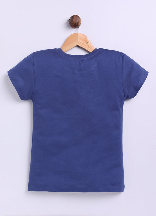 You make me pretty Printed Cotton T-Shirt for Girls - Blue - ParrotCrow