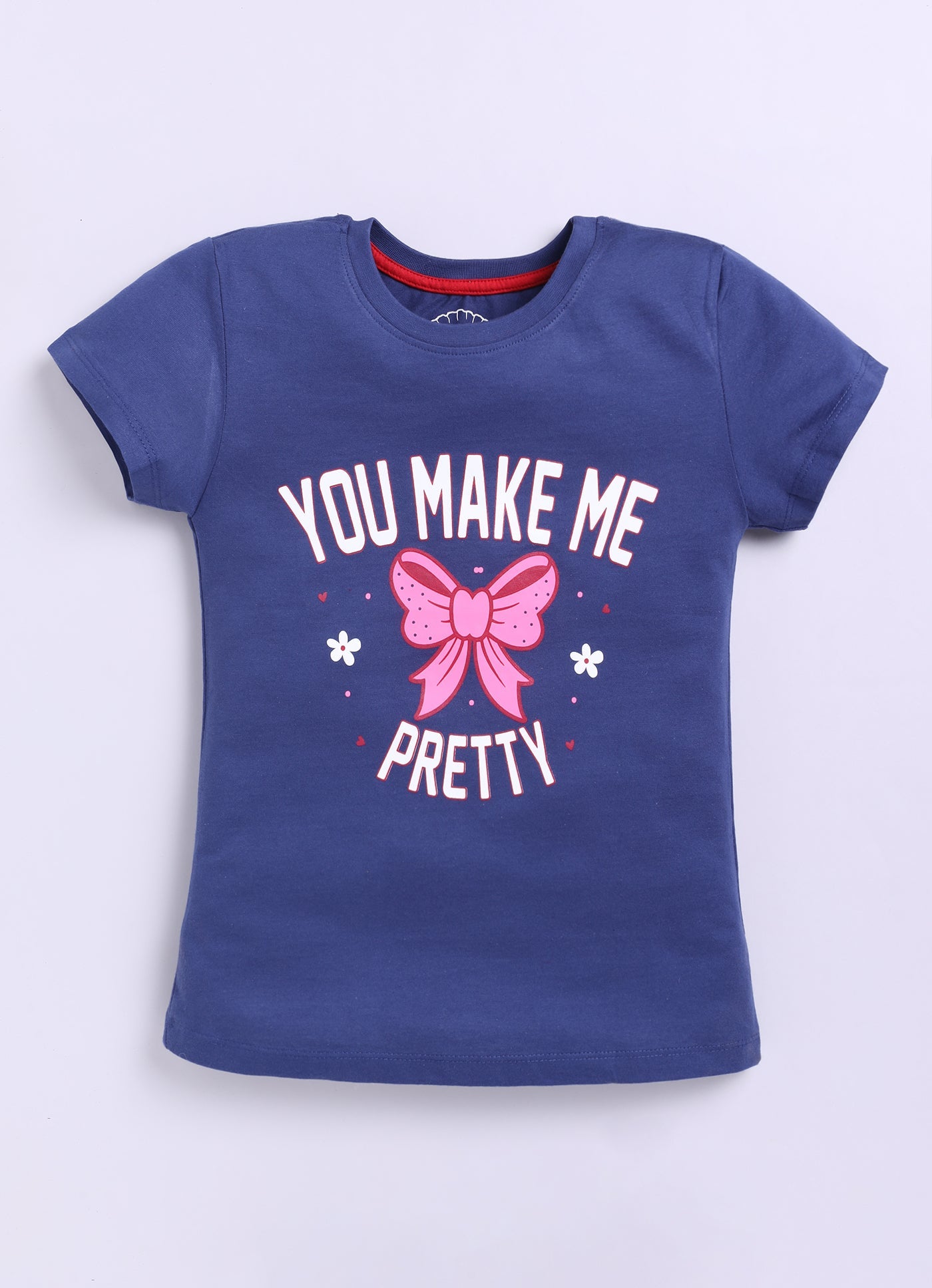 You make me pretty Printed Cotton T-Shirt for Girls - Blue - ParrotCrow