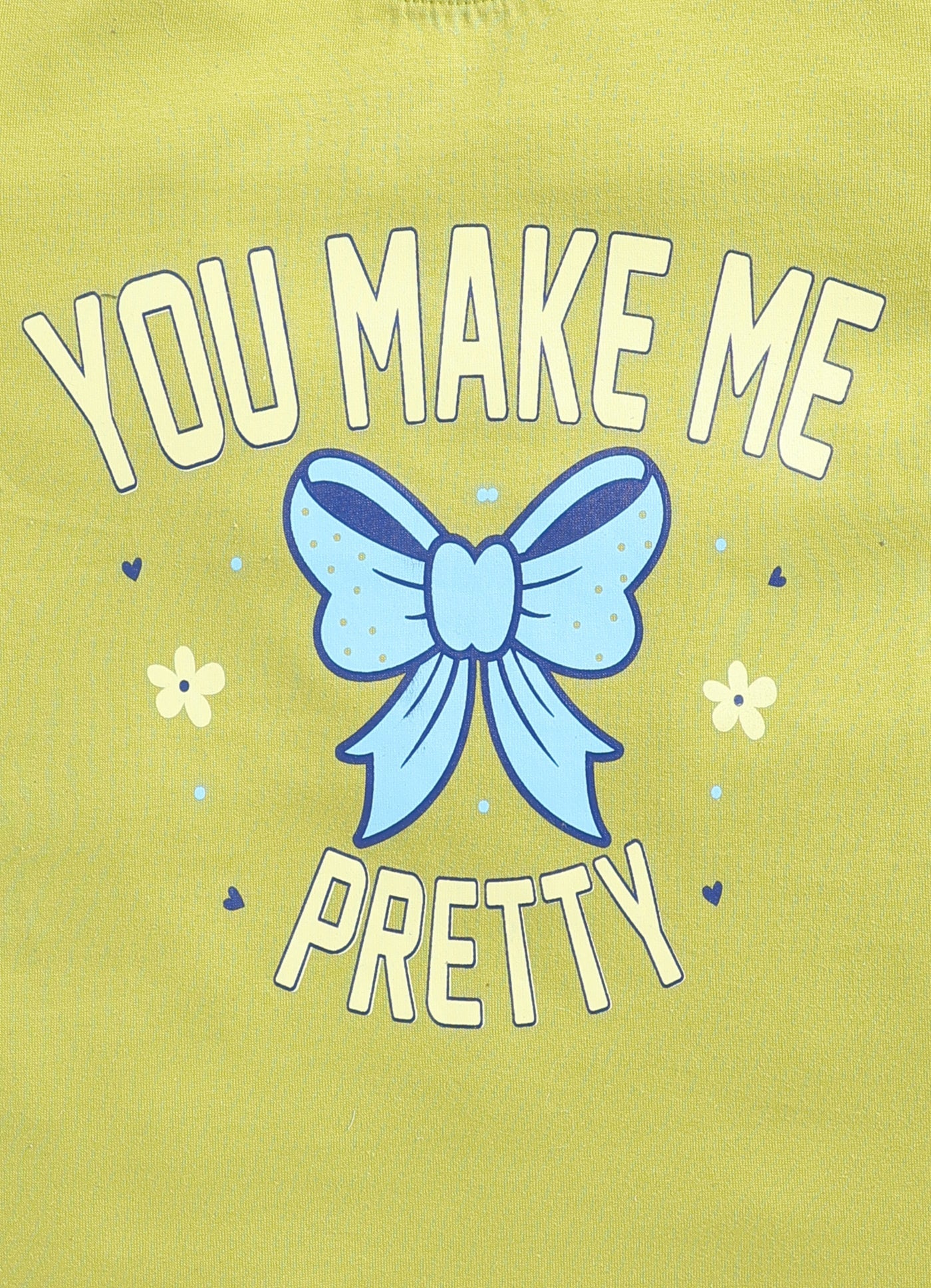 You make me pretty Printed Cotton T-Shirt for Girls - Lime Green - ParrotCrow